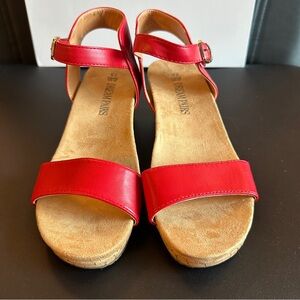 Red Wedge Sandals